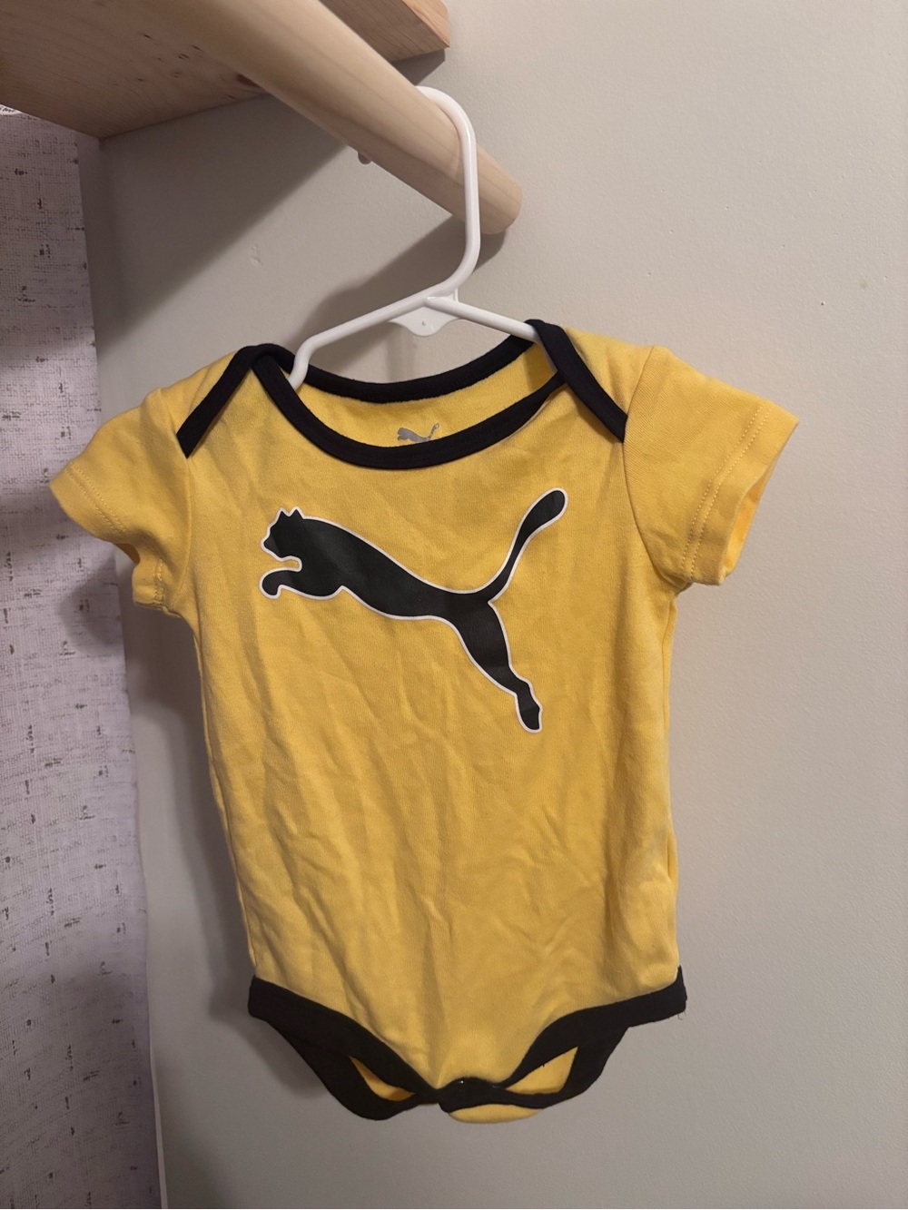 Puma Yellow and Black Infant Bodysuit with Puma Logo